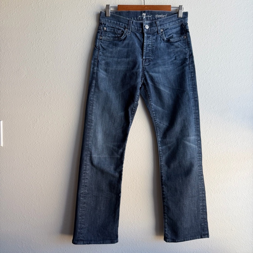 Men's 7 For All Mankind Standard  Jeans Medium Blue Wash Denim Button Fly 30 (B)
